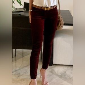 Paige  Burgundy Velvet Pants worn once